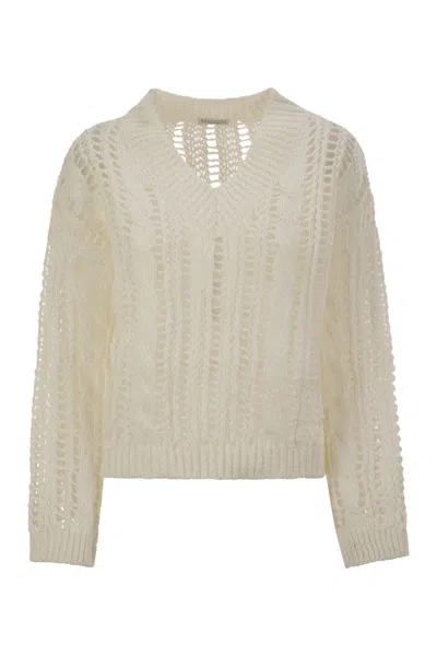 BRUNELLO CUCINELLI BRUNELLO CUCINELLI CABLE & MESH JUTE AND COTTON JERSEY