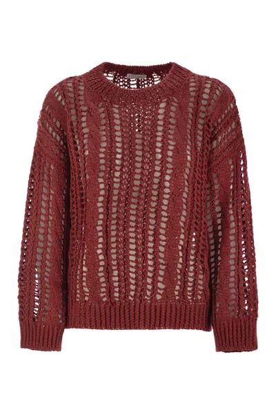 BRUNELLO CUCINELLI BRUNELLO CUCINELLI CABLE & MESH JUTE AND COTTON JERSEY