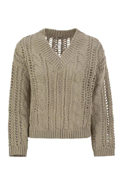 Brunello Cucinelli Women's Cable & Mesh Jute And Cotton Jersey In Beige