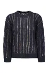 Brunello Cucinelli Women's Cable & Mesh Jute And Cotton T-shirt In Blue