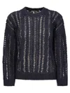 Brunello Cucinelli Women's Cable & Mesh Jute And Cotton T-shirt In Blue