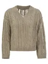 Brunello Cucinelli Women's Cable & Mesh Jute And Cotton Jersey In Neutrals
