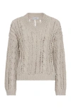 Brunello Cucinelli Cable & Mesh Sweater In Light Grey
