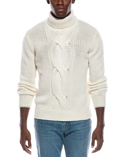 Brunello Cucinelli Cable Cashmere Turtleneck Sweater In Neutral