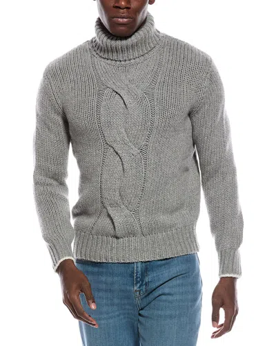 Brunello Cucinelli Cable Cashmere Turtleneck Sweater In Gray