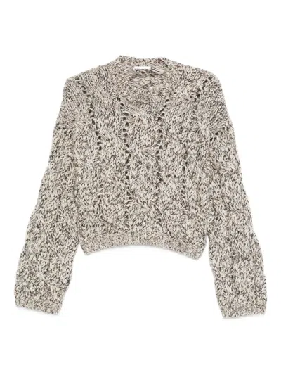 Brunello Cucinelli Cable-knit Balloon-sleeve Sweater In Black