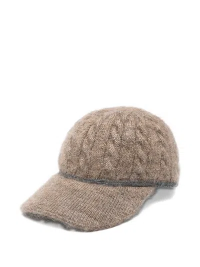 BRUNELLO CUCINELLI CABLE-KNIT BASEBALL CAP