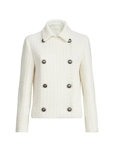 Brunello Cucinelli Cable-knit Buttoned Blazer In White