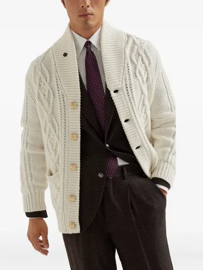 Brunello Cucinelli Cable-knit Cardigan In White