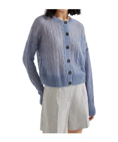 Brunello Cucinelli Cable-knit Cardigan In Blue