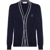 Brunello Cucinelli Cotton Knit Tennis Cardigan In Navy Blue