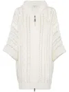 Brunello Cucinelli Jute-cotton Net-knit Hooded Cardigan In White