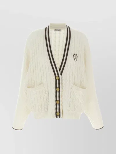 Brunello Cucinelli Cable Knit Cardigan With Patch Pockets