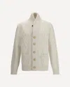 Brunello Cucinelli Cashmere Cardigan With Cable Knit Design In Neutral