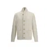 Brunello Cucinelli Cashmere Cardigan With Cable Knit Design In Neutral