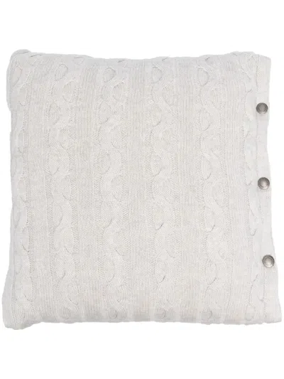 Brunello Cucinelli Cable-knit Cashmere Cushion In Grau