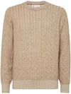 Brunello Cucinelli Cashmere Cable-knit Jumper In Neutrals