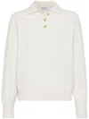 Brunello Cucinelli Cashmere Polo Sweater In Neutrals