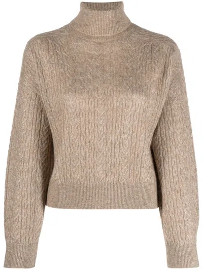 Brunello Cucinelli Cable-knit Crew-neck Jumper In Nude