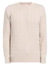 Brunello Cucinelli Cable-knit Crew-neck Sweater In Gray