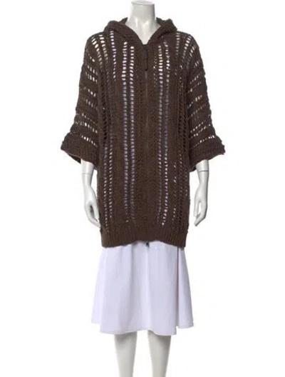 Pre-owned Brunello Cucinelli Cable Knit Crew Neck Sweater W/ Tags In Brown