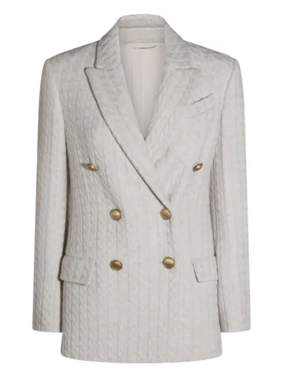BRUNELLO CUCINELLI CABLE-KNIT DOUBLE-BREASTED COAT