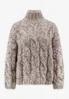 Brunello Cucinelli Wool And Cashmere Turtleneck Sweater With Sequins In Multi