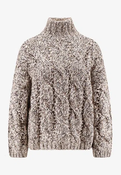 BRUNELLO CUCINELLI CABLE KNIT HIGH-NECK SWEATER
