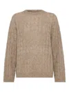 Brunello Cucinelli Dazzling Cable Sweatshirt In Brown