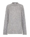 Brunello Cucinelli Wool And Mohair Sweater With Monili In Gray