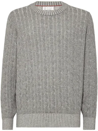 Brunello Cucinelli Cable Knit Jumper In Grey