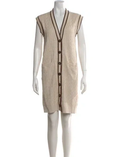 Pre-owned Brunello Cucinelli Cable Knit Knee-length Dress W/ Tags In Neutral