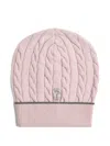 Brunello Cucinelli Cable-knit Logo Beanie In Pink