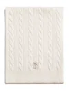 Brunello Cucinelli Cable-knit Logo-embroidered Scarf In White