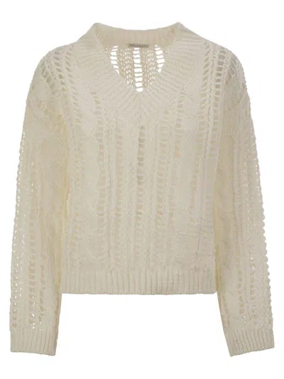 Brunello Cucinelli Cable-knit Mesh Jumper In Panama