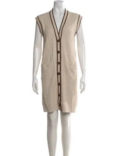 Pre-owned Brunello Cucinelli Cable Knit Mini Dress W/ Tags In Neutral