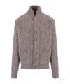 Brunello Cucinelli Cable-knit Mélange-effect Cardigan In Gray