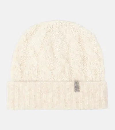 Brunello Cucinelli Cable-knit Mohair Beanie In Beige