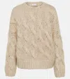 Brunello Cucinelli Cable-knit Mohair-blend Sweater In Beige