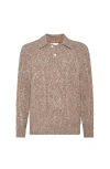 Brunello Cucinelli Cable-knit Polo Sweater In Brown