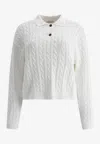 Brunello Cucinelli Cable Knit Polo Sweater In White