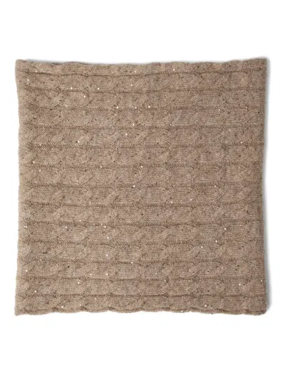Brunello Cucinelli Cable-knit Sequin Scarf In Gold