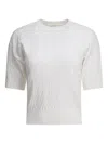Brunello Cucinelli Crew Neck Short Sleeve Knit Top In White
