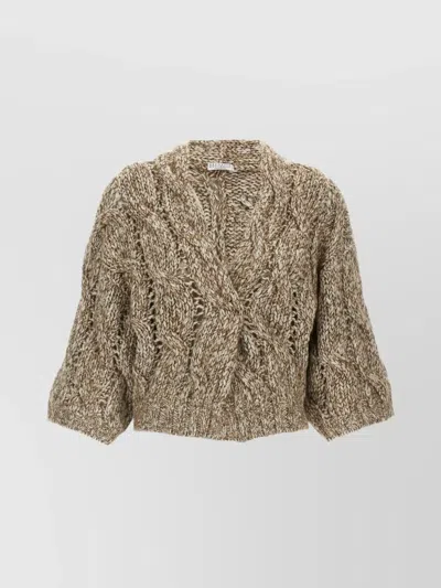 Brunello Cucinelli Cable Knit Short-sleeved Cardigan