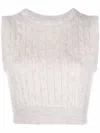 Brunello Cucinelli Cable Knit Sleeveless Top In White