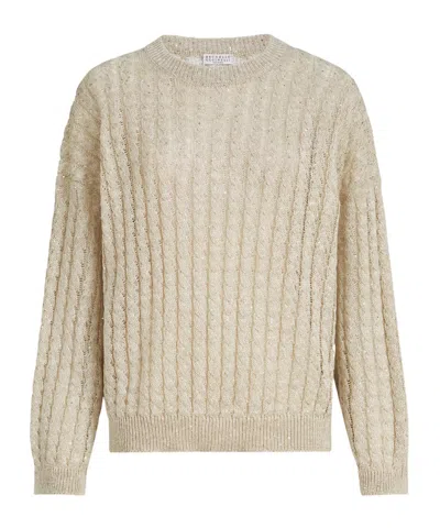Brunello Cucinelli Cable-knit Sweater In Animal Print