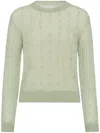Brunello Cucinelli Mohair And Wool Cable Knit Sweater In Green