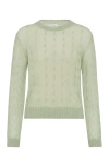 Brunello Cucinelli Mohair And Wool Cable Knit Sweater In Mint Green
