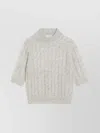 Brunello Cucinelli Cable Knit Sweater Mohair Blend In Gray