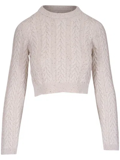 Brunello Cucinelli Cable-knit Sweater In Nude